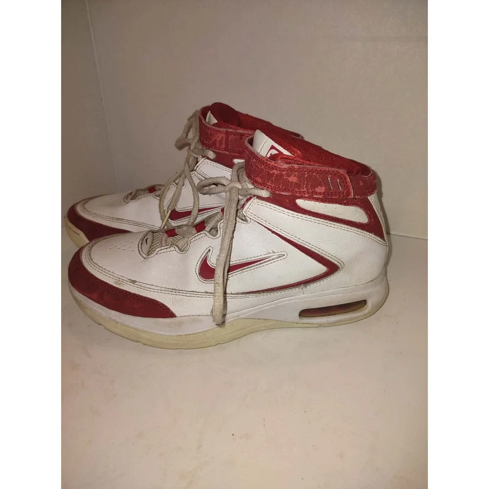 Nike Shox Elite Basketball Shoes Youth 7Y White Red High Top Strap 341513-161